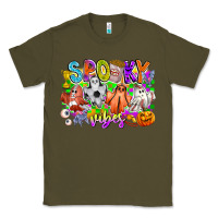 Army Green Spooky Vibes Ghost Classic Tee - CowhideDigitalArt
