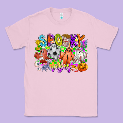 Spooky Vibes Ghost Classic Tee Designed By Cowhidedigitalart