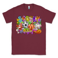 Burgundy Spooky Vibes Ghost Classic Tee - CowhideDigitalArt