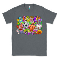 Charcoal Heather Spooky Vibes Ghost Classic Tee - CowhideDigitalArt