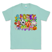 Seafoam Spooky Vibes Ghost Classic Tee - CowhideDigitalArt