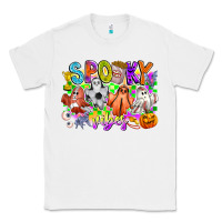 White Spooky Vibes Ghost Classic Tee - CowhideDigitalArt