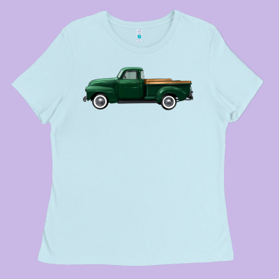 Western Green Truck Right Side View Ladies Tee Designed By Fadigitalartstudio