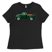 Black western green truck right side view Ladies Tee - FaDigitalArtStudio