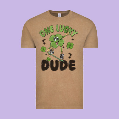 One Lucky Dude Vintage Tee Designed By Maliassmallbusiness