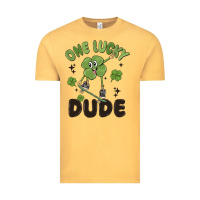 Vintage Mustard one lucky dude Vintage Tee - MaliasSmallBusiness