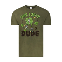 Vintage Olive one lucky dude Vintage Tee - MaliasSmallBusiness