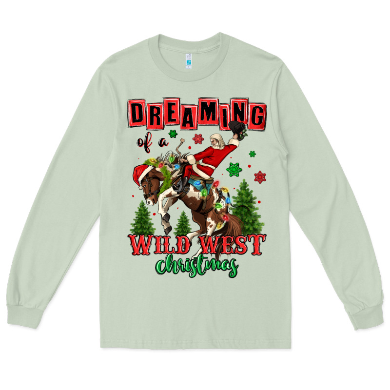 Dreaming Of A Wild West Christmas Cowboy Santa Long Sleeve Tee by MaliasSmallBusiness | Teevron