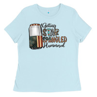 Baby Blue getting star spangled hammered Ladies Tee - CowhideDigitalArt