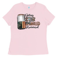 Bubblegum Pink getting star spangled hammered Ladies Tee - CowhideDigitalArt