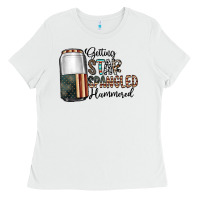 White getting star spangled hammered Ladies Tee - CowhideDigitalArt