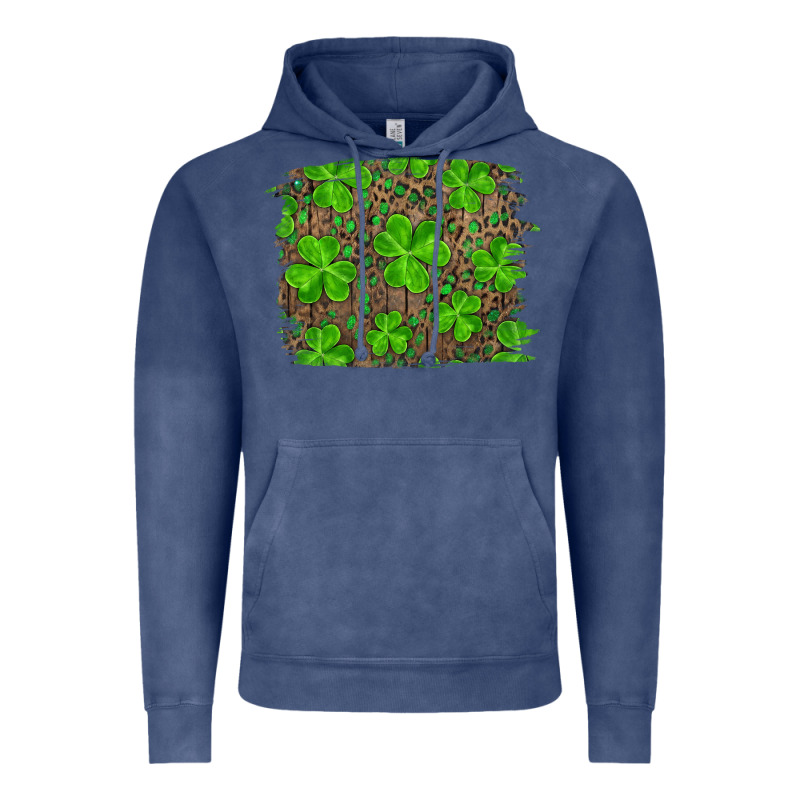 St Patrick's Day Shamrock And Leopard Distressed Vintage Hoodie by RanaPortraitStore | Teevron
