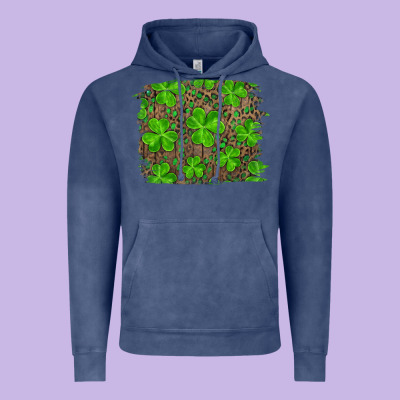 St Patrick's Day Shamrock And Leopard Distressed Vintage Hoodie Designed By Ranaportraitstore