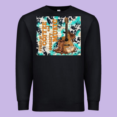 Fueled By Coffee And Country Music Premium Sweatshirt Designed By Tumblerdesignbyshophia