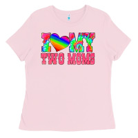 Bubblegum Pink i love my two moms Ladies Tee - HRA Design Shop