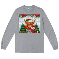 Heather Grey christmas cow Long Sleeve Tee - MaliasSmallBusiness