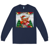 Navy christmas cow Long Sleeve Tee - MaliasSmallBusiness