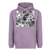 Lavender black and white floral Heavyweight Hoodie - TumblerDesignByShophia