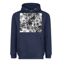 Navy black and white floral Heavyweight Hoodie - TumblerDesignByShophia