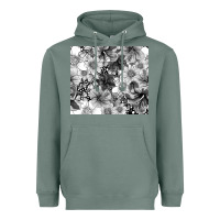 Sage black and white floral Heavyweight Hoodie - TumblerDesignByShophia
