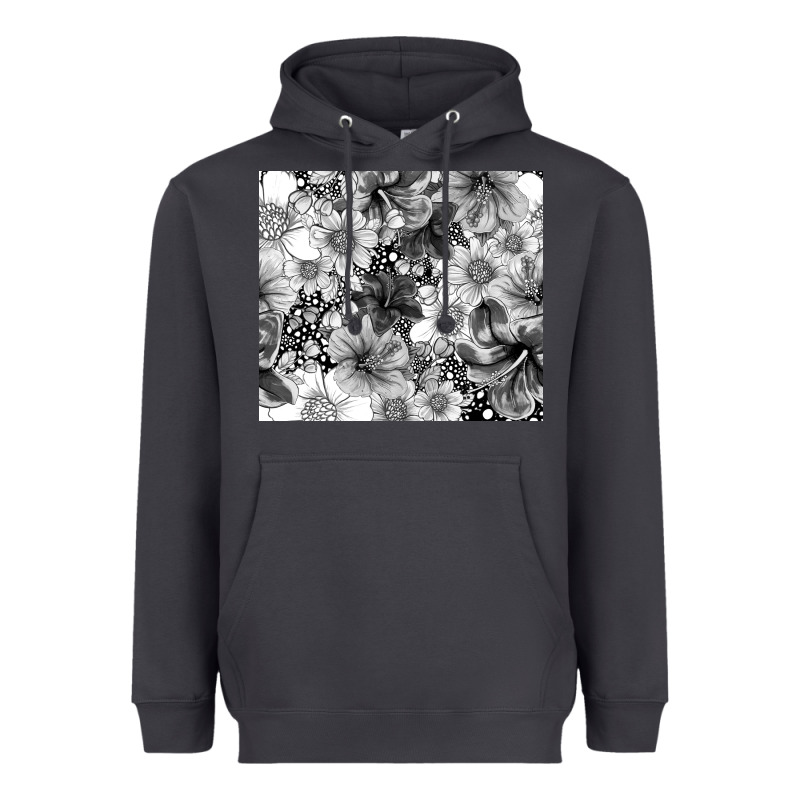 Black And White Floral Heavyweight Hoodie by TumblerDesignByShophia | Teevron