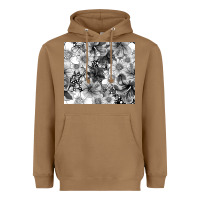 Toasted Coconut black and white floral Heavyweight Hoodie - TumblerDesignByShophia