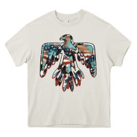 Cream American flag thunderbird Heavy Core Tee - BarkalooDesign