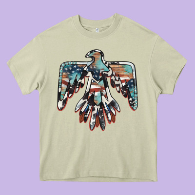 American Flag Thunderbird Heavy Core Tee Designed By Barkaloodesign