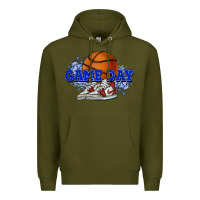 Army Green game day basketball Premium Hoodie - HowdyJamesFarm