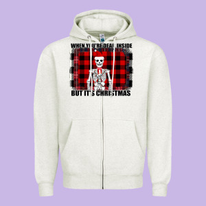 When You Re Dead Inside But It Christmas Skeleton Zipper Hoodie Designed By Bettercallsaul