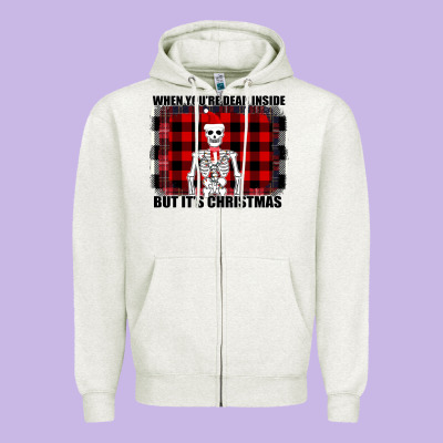 When You Re Dead Inside But It Christmas Skeleton Zipper Hoodie Designed By Bettercallsaul
