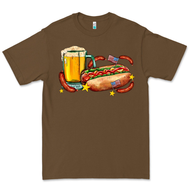 Hot Dog And Beer With Stars And Usa Flags Premium Tee by AdoDesignShop | Teevron