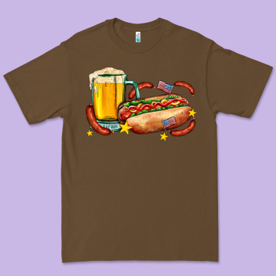 Hot Dog And Beer With Stars And Usa Flags Premium Tee Designed By Adodesignshop