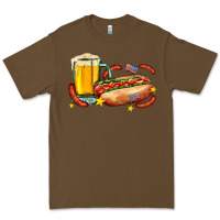 Cacao hot dog and beer with stars and usa flags Premium Tee - AdoDesignShop