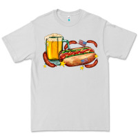 Dove Grey hot dog and beer with stars and usa flags Premium Tee - AdoDesignShop