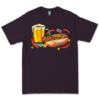 Plum hot dog and beer with stars and usa flags Premium Tee - AdoDesignShop