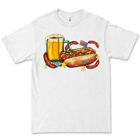 White hot dog and beer with stars and usa flags Premium Tee - AdoDesignShop