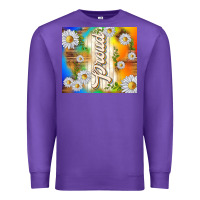 Purple proud with daisies Premium Sweatshirt - TumblerDesignByShophia