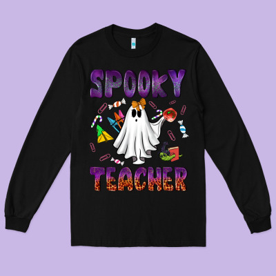 Spooky Teacher Long Sleeve Tee Designed By Nancycooperartshop
