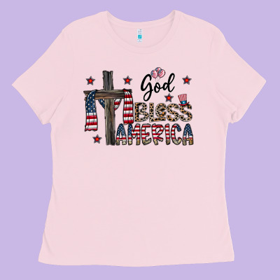 God Bless America Ladies Tee Designed By Cowhidedigitalart
