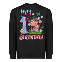 Black my 1 st birthday with little cute cow Heavyweight Sweatshirt - NancyCooperArtShop