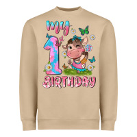 Mushroom my 1 st birthday with little cute cow Heavyweight Sweatshirt - NancyCooperArtShop
