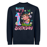Navy my 1 st birthday with little cute cow Heavyweight Sweatshirt - NancyCooperArtShop