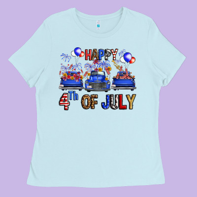 Western Hello Fourth Of July Trucks Ladies Tee Designed By Fadigitalartstudio