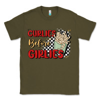 Army Green curlies before girlies Classic Tee - MaliasSmallBusiness