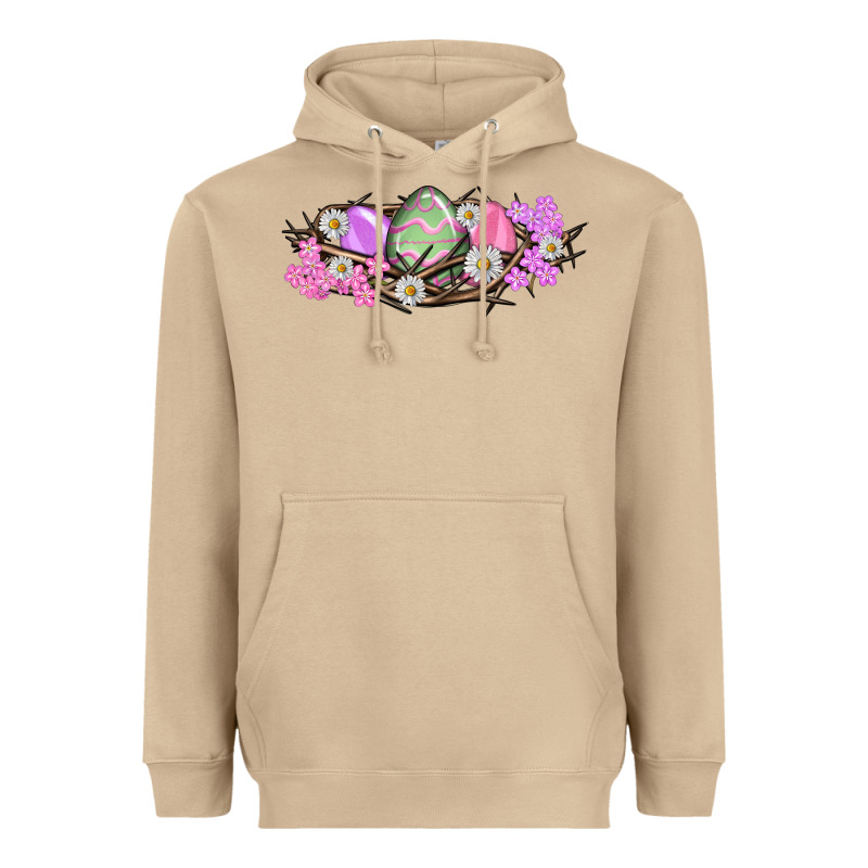 Easter Eggs And Crown Of Thorns Easter Day Heavyweight Hoodie by HowdyJamesFarm | Teevron