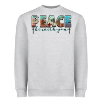 Heather Grey peace be with you cross Heavyweight Sweatshirt - NancyCooperArtShop