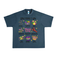Midnight Navy god says i am mardi gras Urban Heavy Tee - MaliasSmallBusiness
