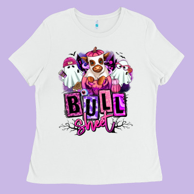 Bull Sheet Halloween Ghost Heifer Ladies Tee Designed By Ranaportraitstore