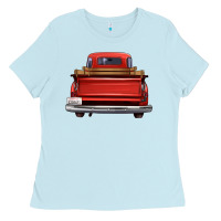 Baby Blue western red truck back view Ladies Tee - FaDigitalArtStudio
